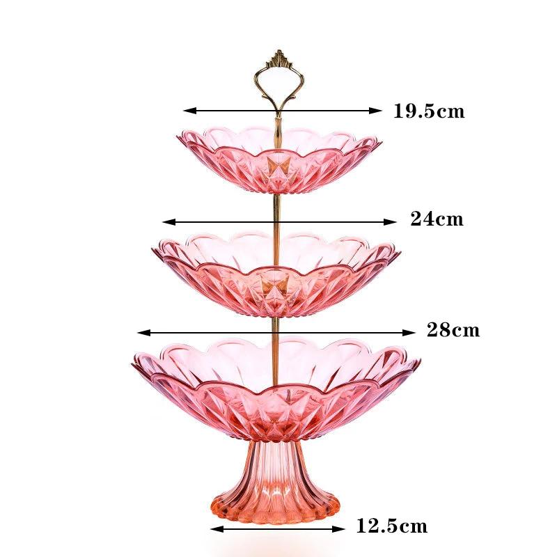 2/3 Tiers Fruit Snack Tray Plastic Bowls Desserts Holder Nuts Candy Displat Stand Decorative Party Serving Tray for Home Party