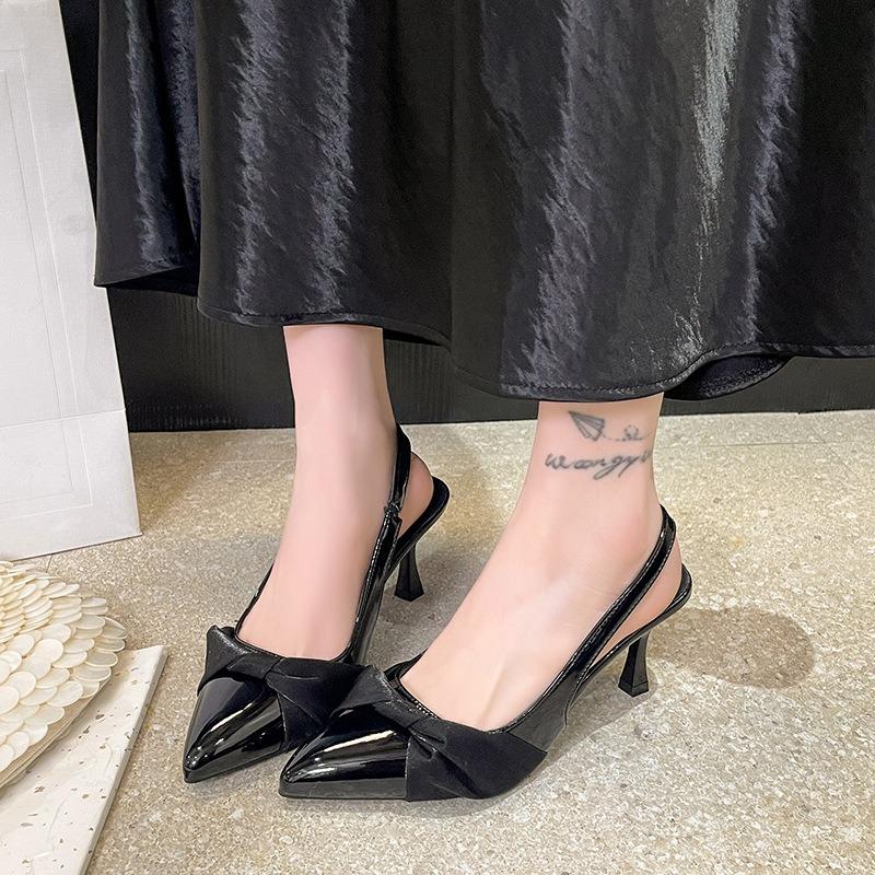 Show leg height, temperament, fashion, French pointed head, high heel, bag head sandals, women's new thin heel back strap single shoes