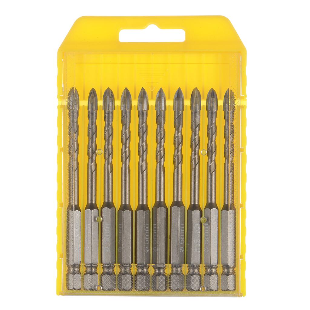 10 Stück Mauerwerk-Bohrer 3mm 4mm 5mm 6mm 7mm 8mm Titan-Betonbohrer mit Sechskantschaft