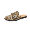 Hight Quality British Street Yuppie Style Mules For Men's Classic Leopard Print Slip-On Pointed Leather Shoes Banquet Party Dres