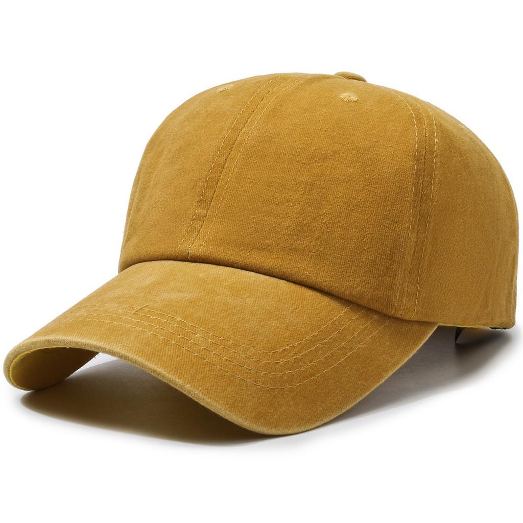 Processed Pure Color Washed Baseball Cap for Men and Women, Same Style Fashioneasiest for Match Small Single Processing Large Head Circumference