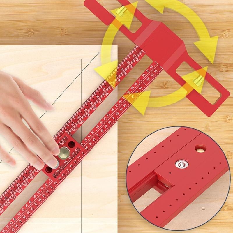 Multifunctional Scribing Ruler 360 Marking Adjustable Length Woodworking Tool for Carpentry & Metalwork Precisions Tasks