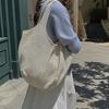 Knitted Handbag with Convenient Structure Solid Color Spacious Beach Bag Exotic Vacation Roomy Tote Bag