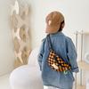 Stylish Children's Checkered Pattern Sling Bag Durable Canvas Crossbody Backpack With Large Capacity For Snacks