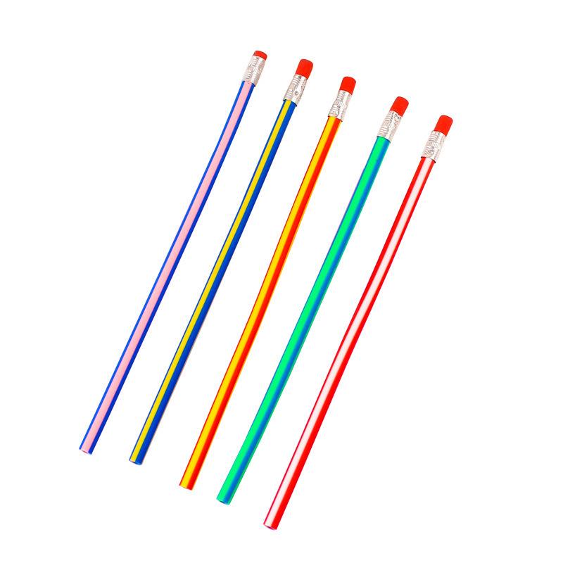 5Pcs/lot 17.5cm Striped Soft HB Pencils for Students Children Funny Bendable Pencil Safety Stationery Office School Supplies