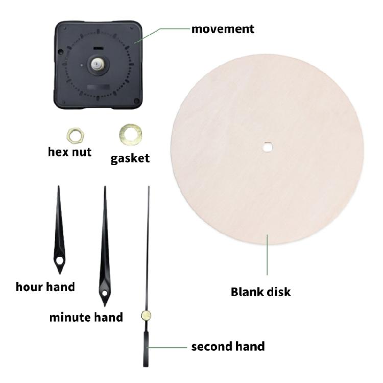 Paint-Your-Own Wood Wall Clock with Blank Round Face and Low-Noise Clock Unit for Family Art and Home Display Use