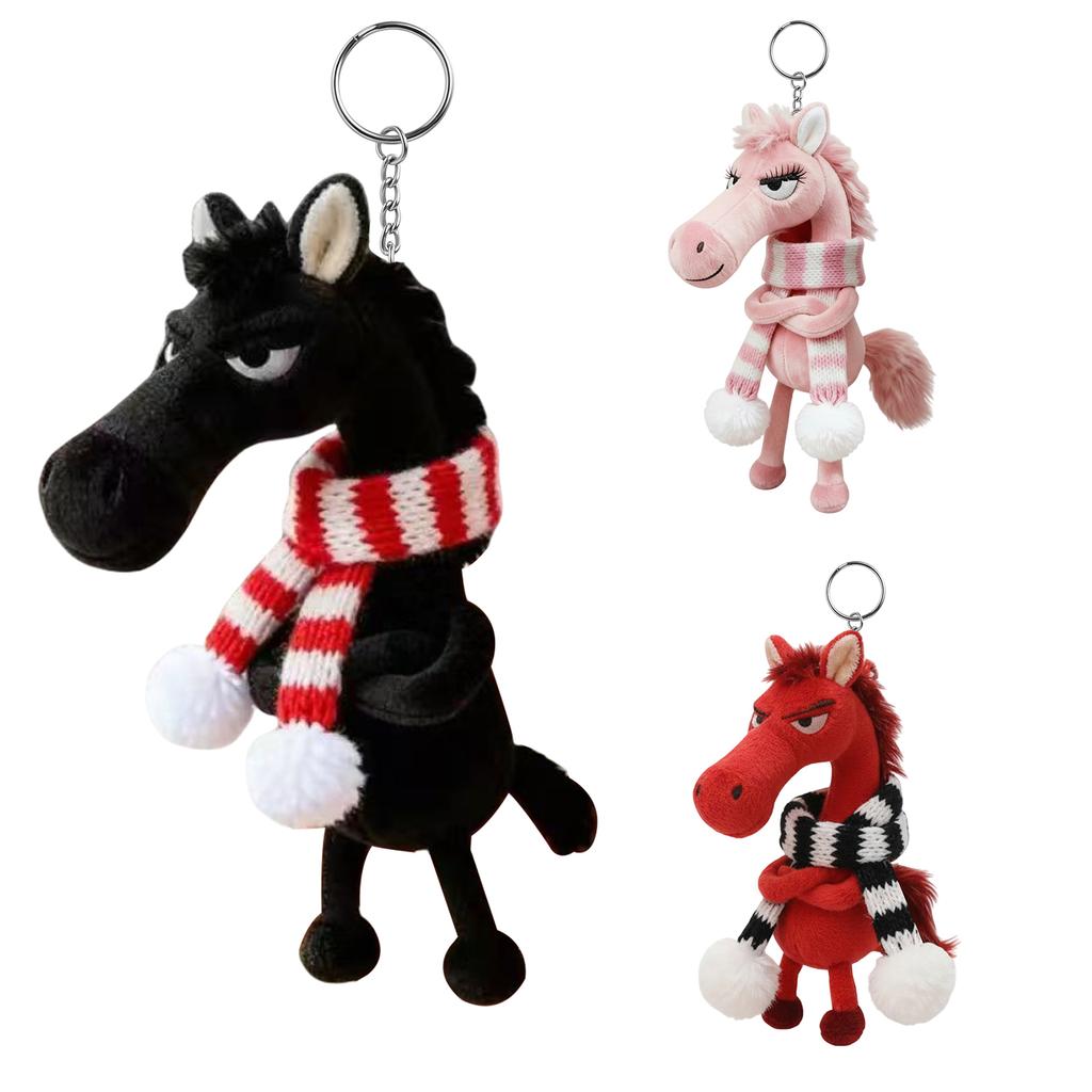 Soft Horse Plush Pendant Symbolizing Strength Courage Balance Horse Keychain Plush Toy with Scarf for Backpack Purse and Bag