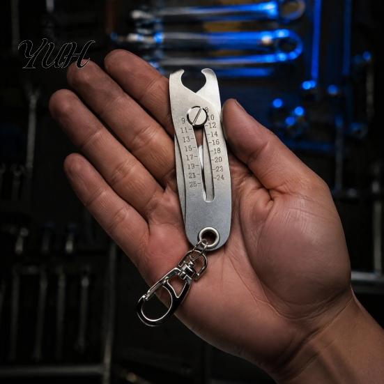 Stainless Steel Thread Gauge Portable Size Checker Keychain, Precise Bolt Sizer Gauge, Nut Bolts Finder Verification Tool