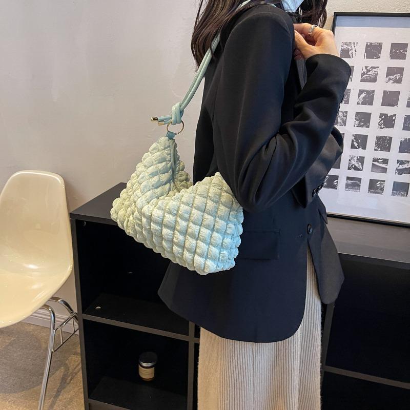 Small Fresh Bubble Bag Women's Soft Pleated Armpit Bag Girl Fashion Trendy Shoulder Bag Simple Handbag