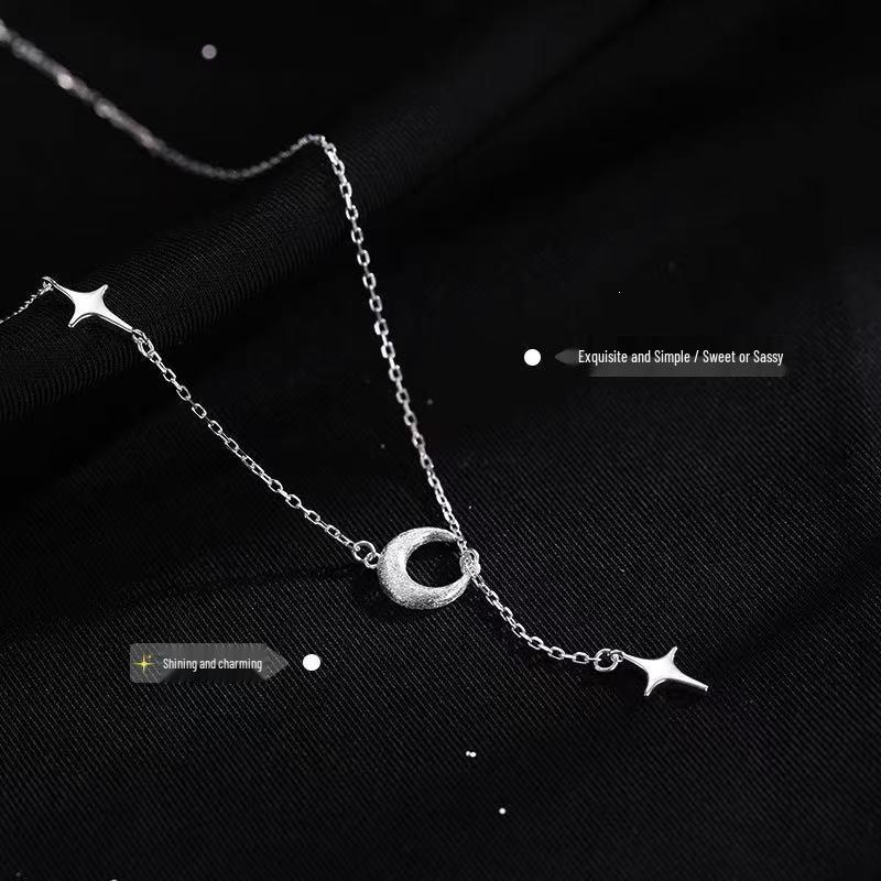 2025 New Women's Star and Moon 925 Sterling Silver Clavicle Necklace – High-End Design