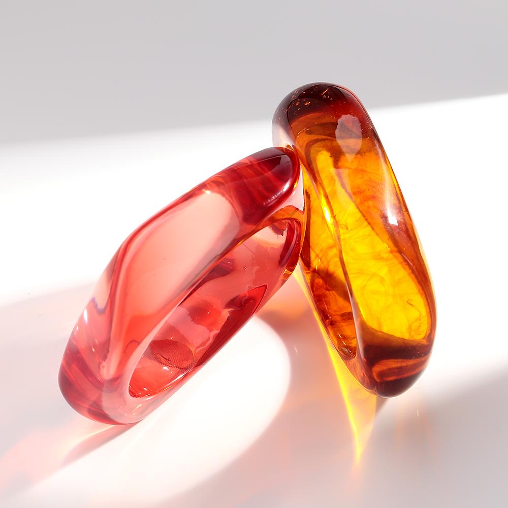 Boho Brown Irregular Acrylic Resin Chunky Bangles for Women on Hand Goth Geometric Charm Bracelets Couple Jewelry Gift