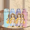1PC Blonde Girl Yellow Dress Pattern 750ml Color Plastic Sports Water Bottle Leakproof Flip Straw Lid Suitable for Sports Office Home Use