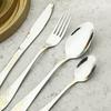 16Pcs 304 Stainless Steel Dinner Tableware Coffee Spoon Knife Fork Dinnerware Flatware Set Gold Cutlery Set Kitchen Silverware