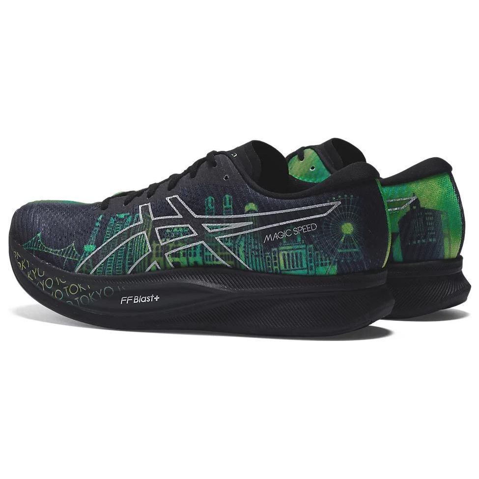 Asics Magic Speed 2.0 Comfortable Breathable Durable Fabric Low Top Marathon Running Shoes Men Sneaker Black Green 1011B744-001