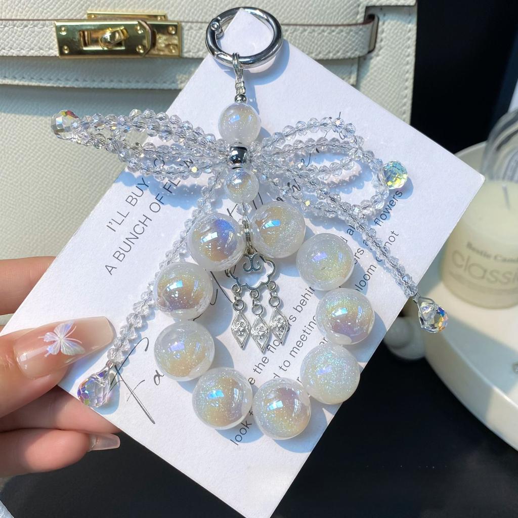 Crystal Bowknot Phone Pendant Alloy Cloud Charm Pendant Colorful Bead Phone Chain Beaded Bag Pendant for Women Wholesale