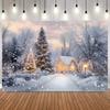Christmas Theme Photo Backdrop Fantasy Snowflake Forest Xmas Tree Gifts Sparkling Stars Family Festival Photo Backgrounds1