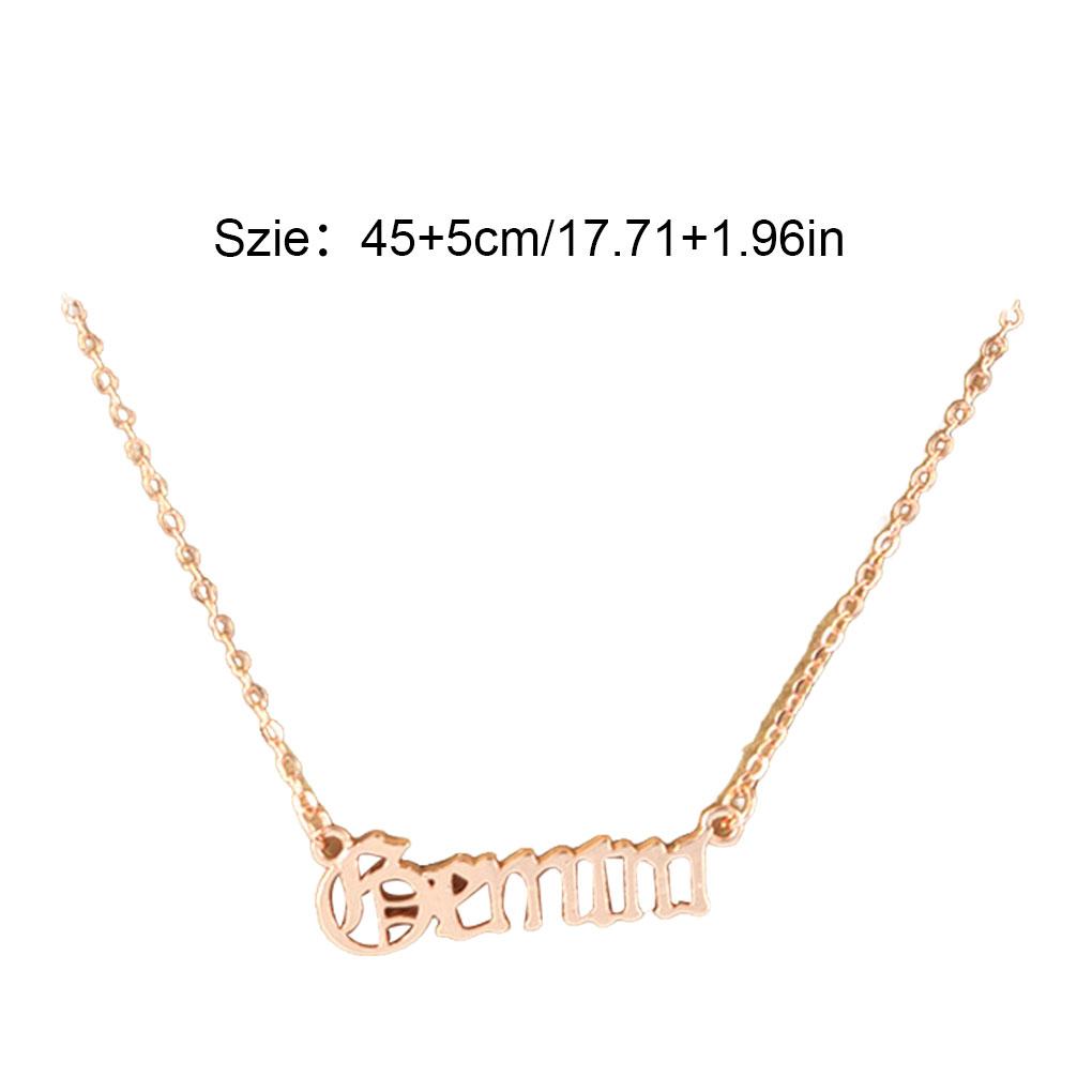 English Letter Twelve Zodiac Sign Constellations Theme Friendship Necklace Ins Pendant for Lover Friend Festival Gifts Rose Gold