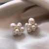 Imitation Pearl Flower Balloon Shaped Stud Earring for Women Korean Style Simple Geometry Zircon Brincos Girl Gift