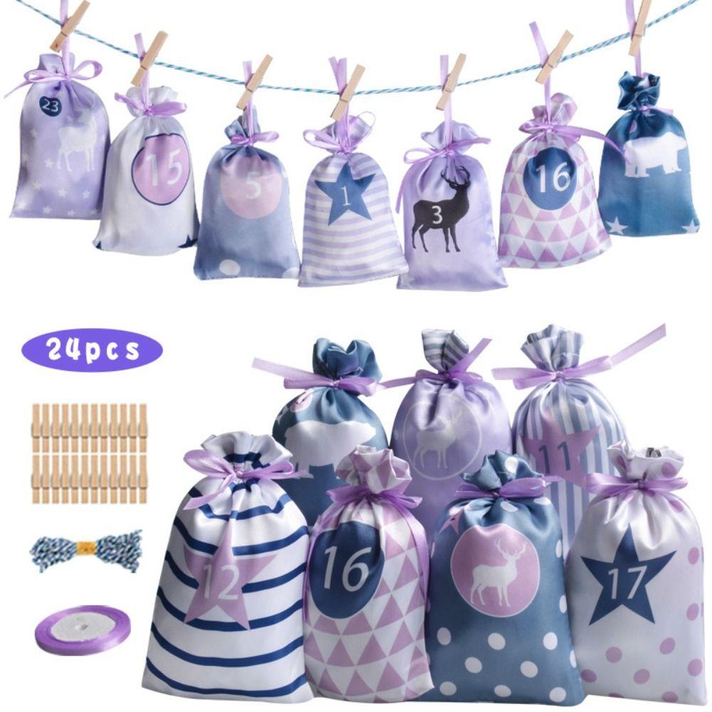 Hanging 24 Arrival Calendar Hanging Bag Large Capacity Christmas Candy Bag  Jewelry Storage