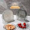 8PC Clear Glass Plates with Holder,Light Luxury Glacier Pattern Snack Dishes,Small Appetizer Plates for Bones,Fruits,Desserts