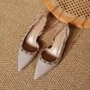 Rivet bag head side empty word with high heels thin heel 2025 new summer temperament pointed head shallow mouth empty single shoes