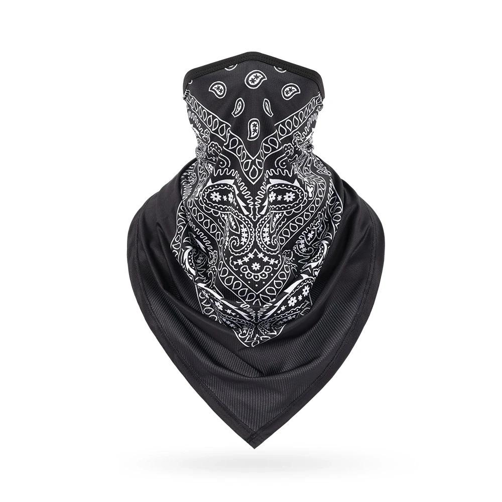 Multifunctioneel Bandana Mask Zwart Wit Hip Hop Bandana Wikkel Paisley Nieuw IJszijde Buis Nekwarmer Wandelen Driehoekige Sjaal One Size black