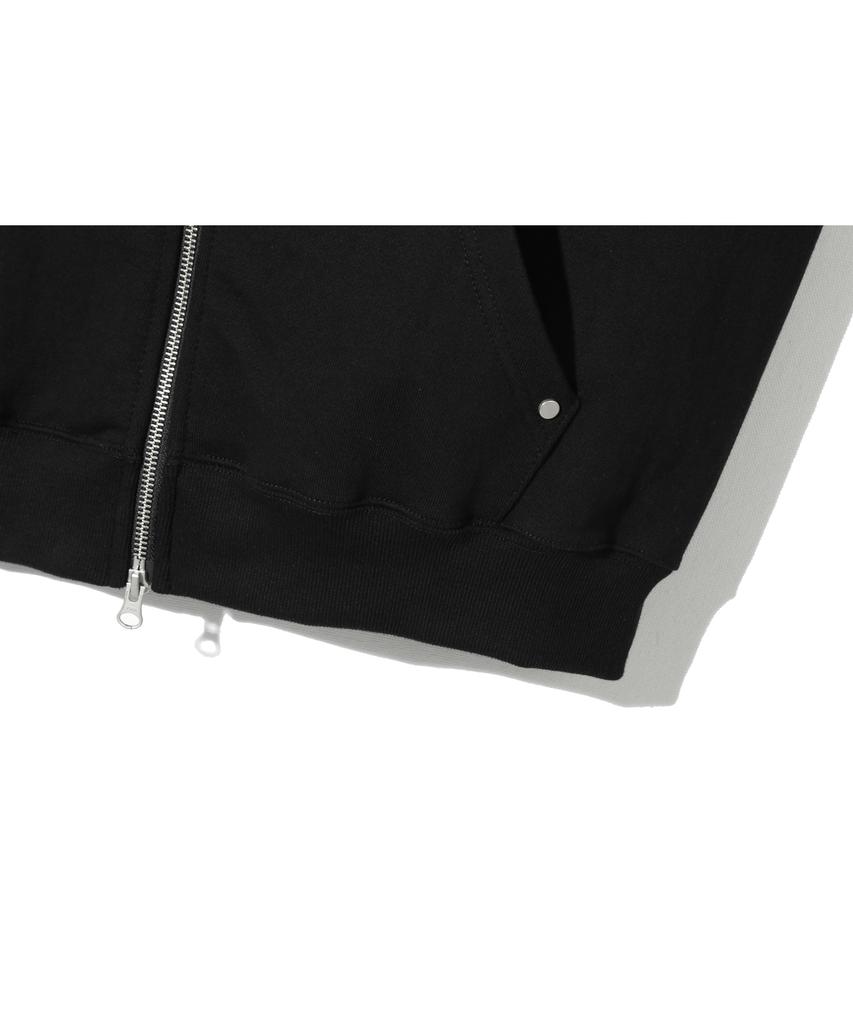 Basemoment Rivet Crop Zip-Up Hoodie (Heavyweight) Black