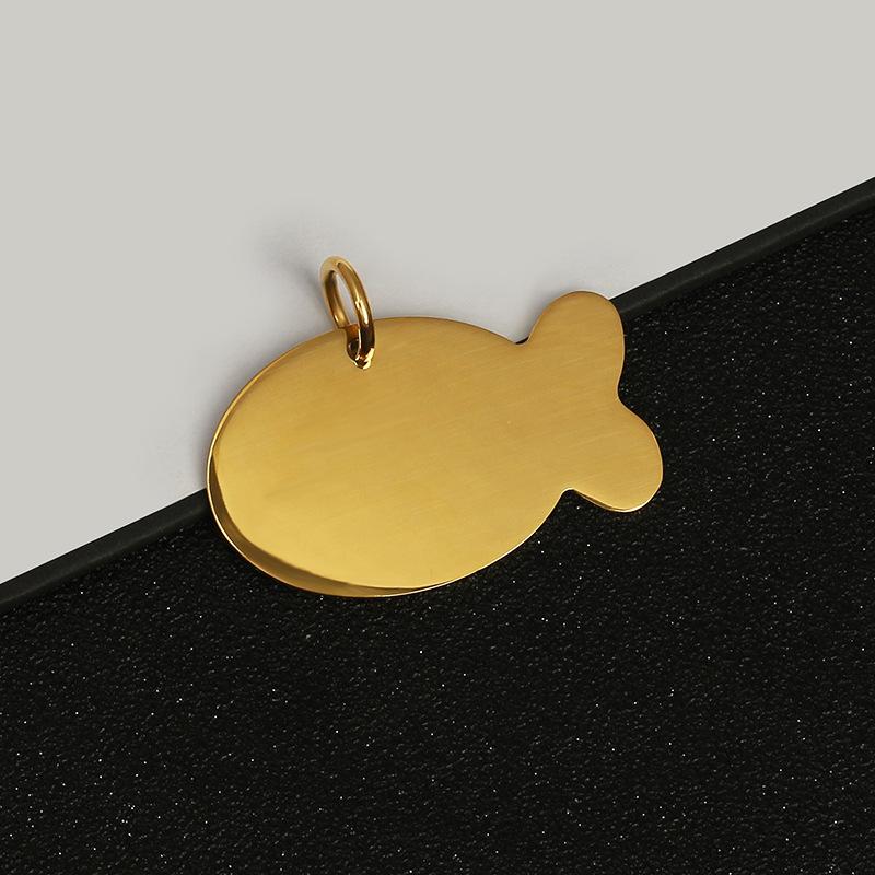 Für Großhandel Metallschmuck, Katzenfisch Haustieranhänger, Anhänger, Anti-Lost-Karte, Lasergravur, Edelstahl Hundemarke