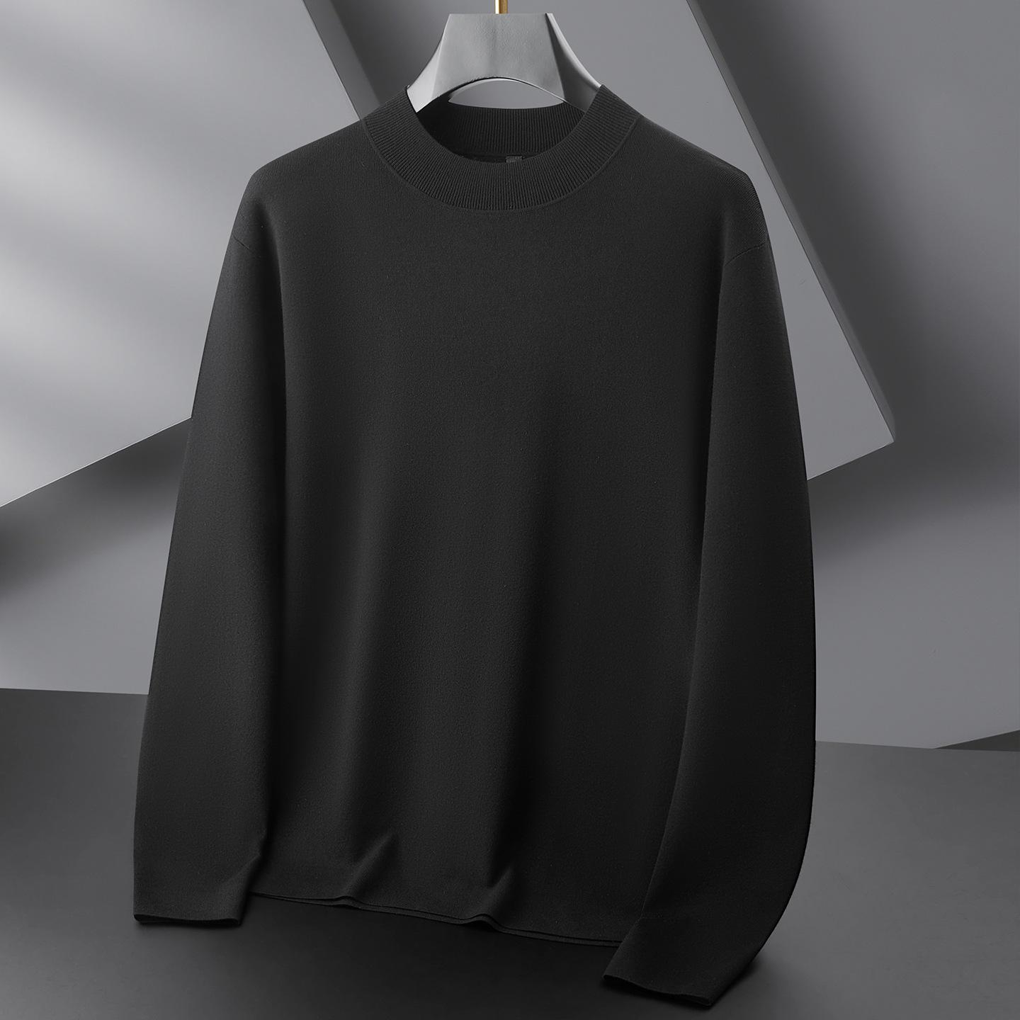 

2025 Autumn Men s Plus Size Thick Knit Pure Color Long Sleeve Hoodie 7XL чорний