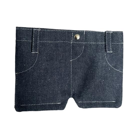 Mini Jeans Wallet Funny Denim Coin Purse Retro Style Bifold Purse with Card Holder Portable Pocket Pants Wallet for Cards Keys Cash