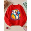 Kids Sweatshirt Round-Neck Long-Sleeved Crewneck Sweatshirt, Soft Casual Print Sweatshirt, Cute Sloth with Headphones, Easy-Care Pattern Outfit