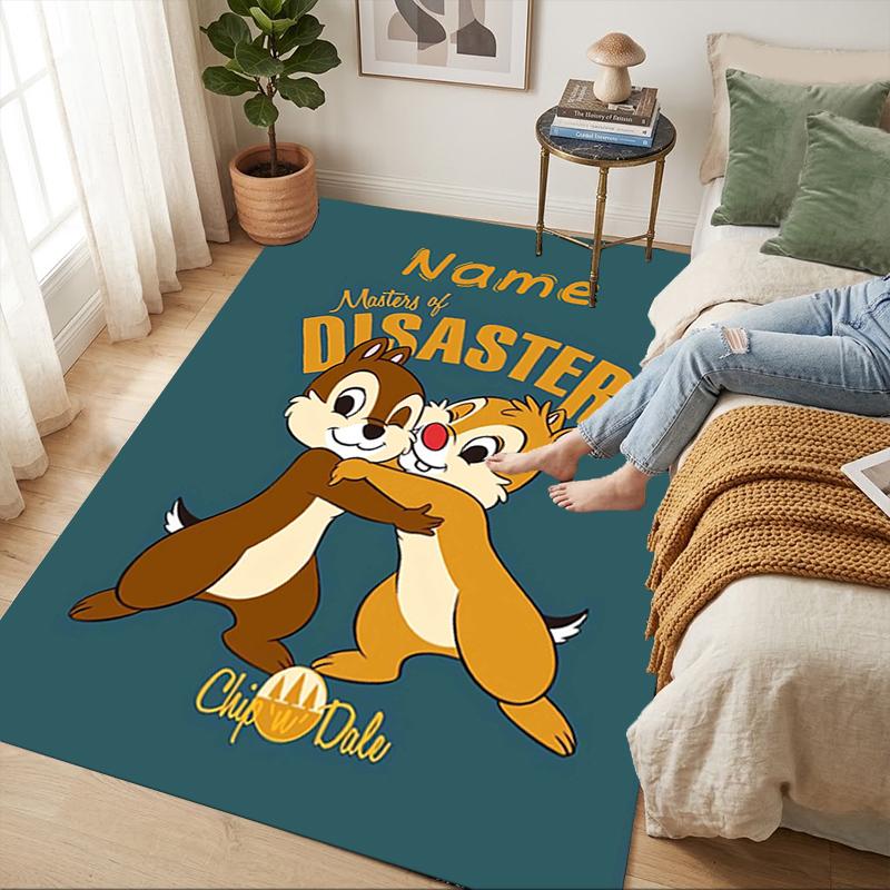 Custom Name Chip Dale Adventure Living Room Non-Slip Area Rug Soft Carpet for Bedroom Kids Playroom Sofa Office Home Decor Doormat
