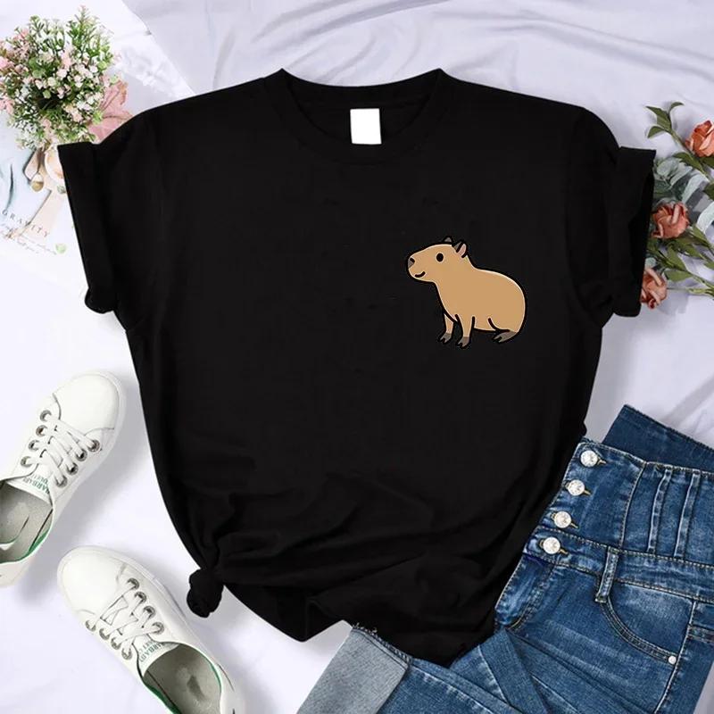 Cute Capybara Clothing T-Shirt Women Vintage Cartoon T Shirt Female Casual Anime Top Tees T Shirt Manga Women Graphic Tee Tops