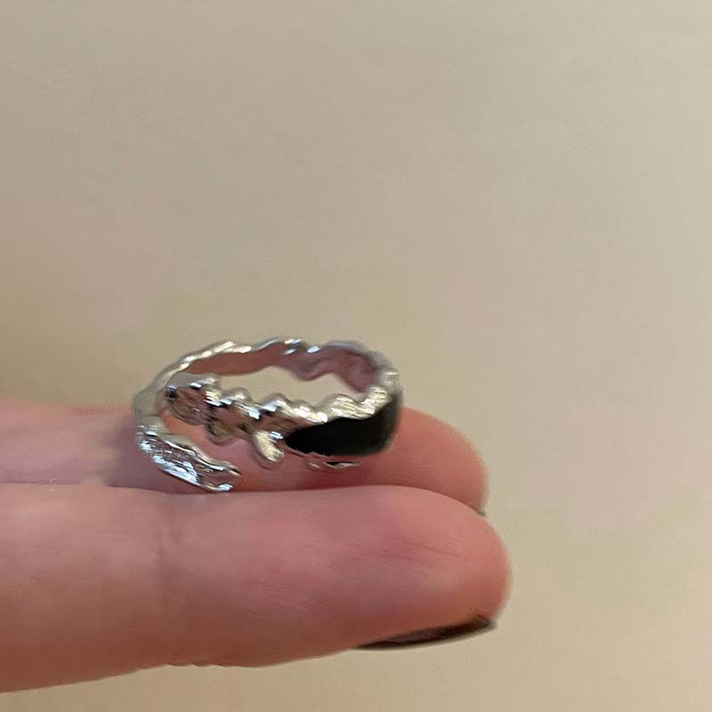 

Винтажное черное кольцо с открытой шинкой и глазурью для женщин, панк, готика, нерегулярный крест, регулируемые кольца для пальцев, Y2K эстетика, ювелирные изделия