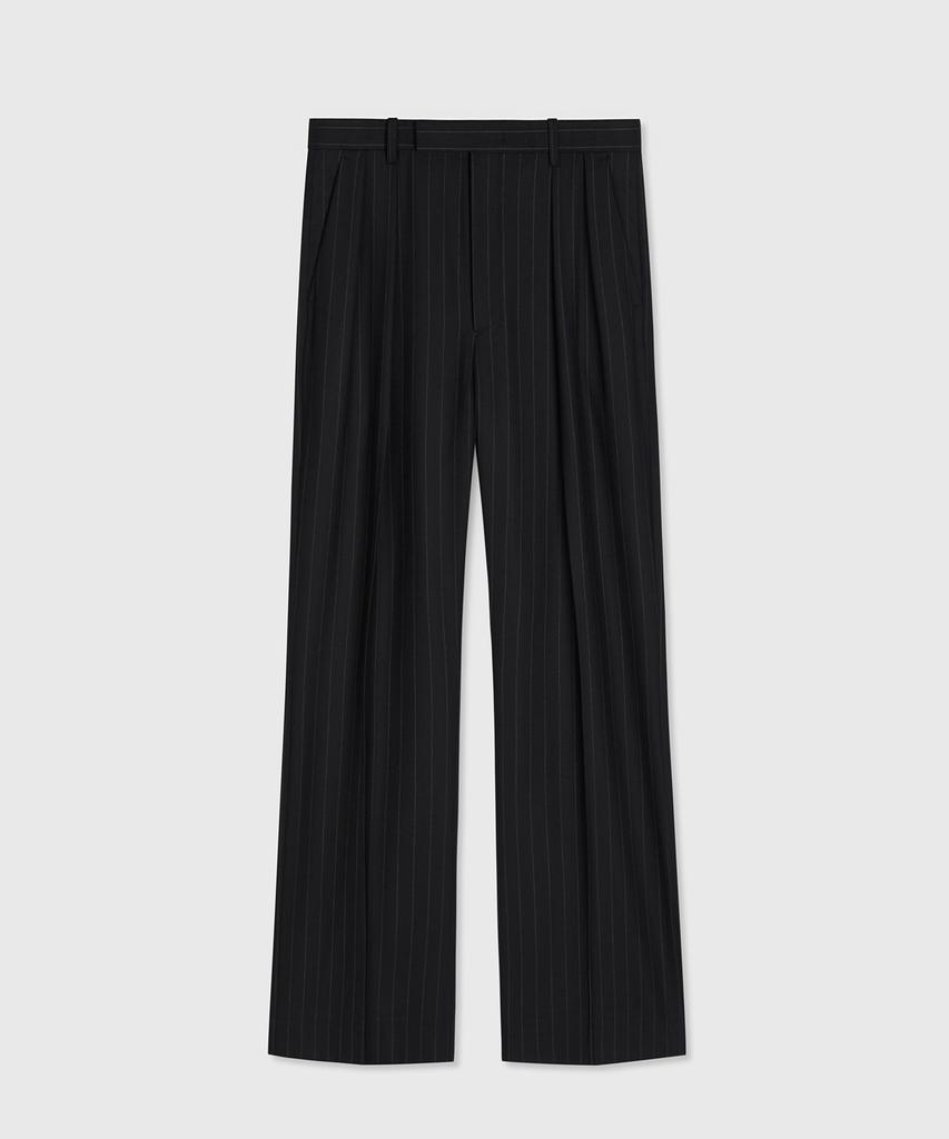 TAILLE Tuxe Pleated Wide-Leg Trousers Black Stripe