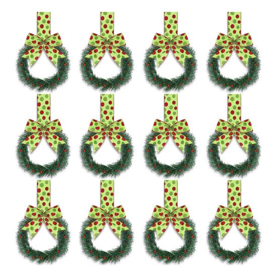 Christmas Mini Cabinet Wreath with Ribbon Bows Red Berries Artificial Small Kitchen Wreath for Window Wall Front Door Farmhouse Xmas Decor