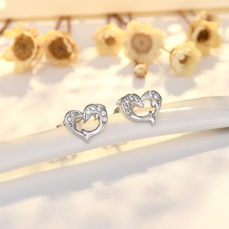 

Горячие продажи новых двойных дельфинов циркон серьги для женщин, элегантные дельфины серьги для женщин