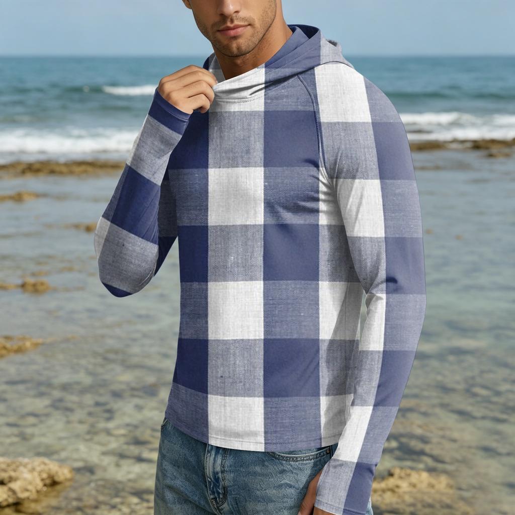 Herren UPF50+ Sonnenschutz-Kapuzenpullover Leichte Schnelltrocknende Langarm-Kapuzenjacke für Outdoor-Aktivitäten mit Atmungsaktivem Stoff und Bequemer Passform