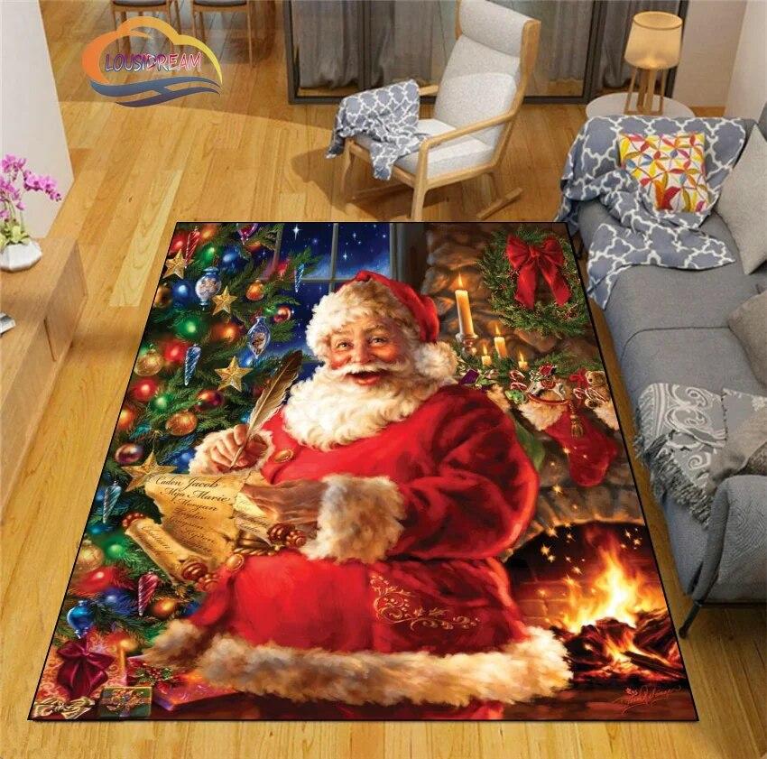 3D Printed Christmas Floor Mats Carpet  Santa  Fashion Bedroom Mat Living Room Office Children  Home Decor
