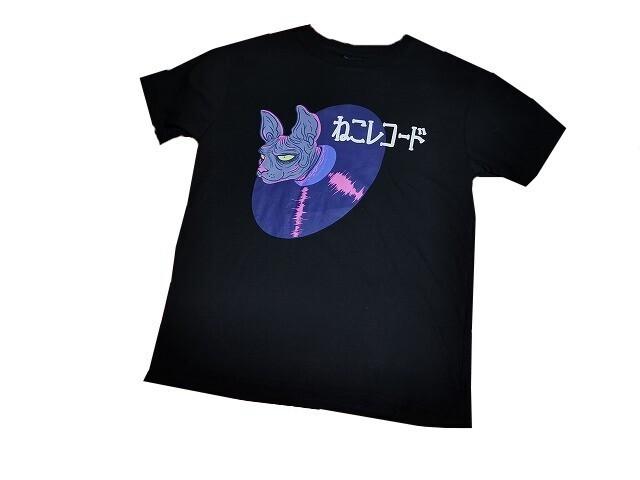 New Cat Record T Shirt with Sticker L Black Anime Manga Male Female Unisex