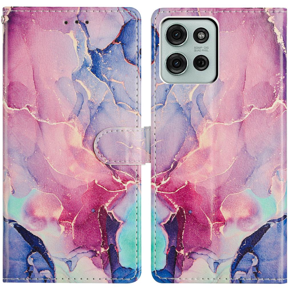 For Motorola Moto G86 5G Case Pattern Printing Wallet Stand Flip Leather Phone Cover with Strap