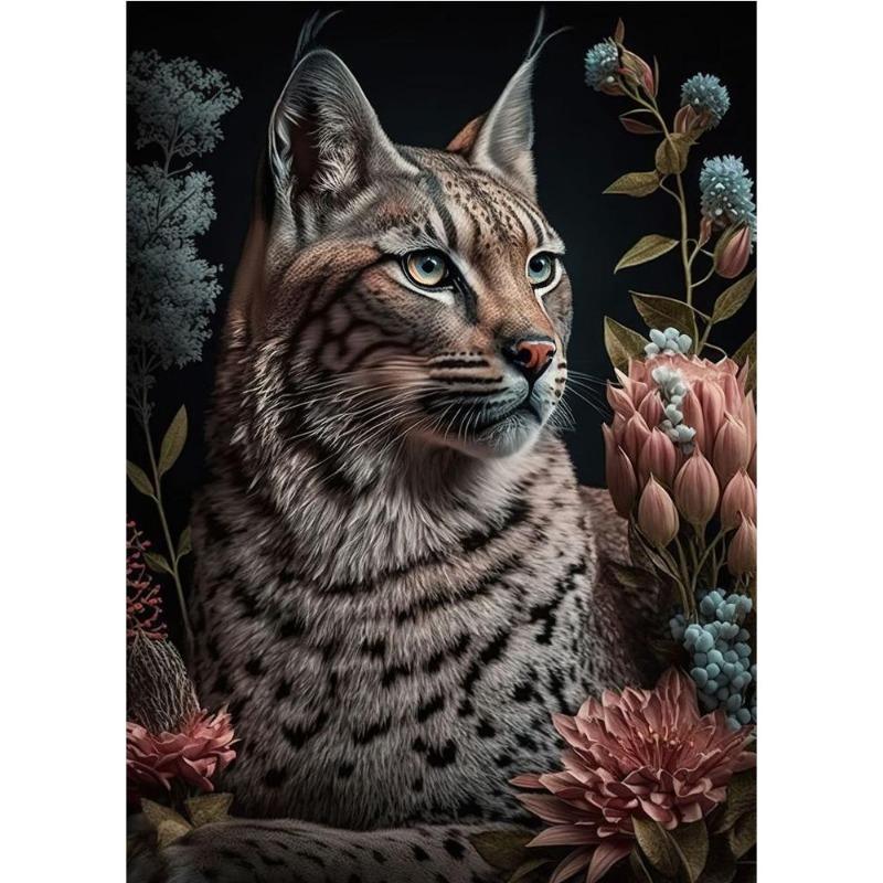 Vintage Animals In the Jungle, Flowers, Canvas, Painting, Poster Printing, Peacock, Tukan, Parrot, Elephant, Monkey, Wall Painting