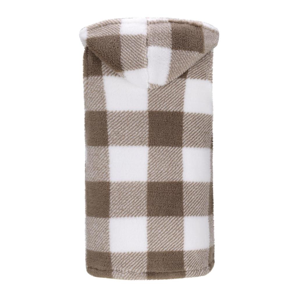 Dámský temperamentní kardigan kostkovaný s kapucí plyšová vesta bunda