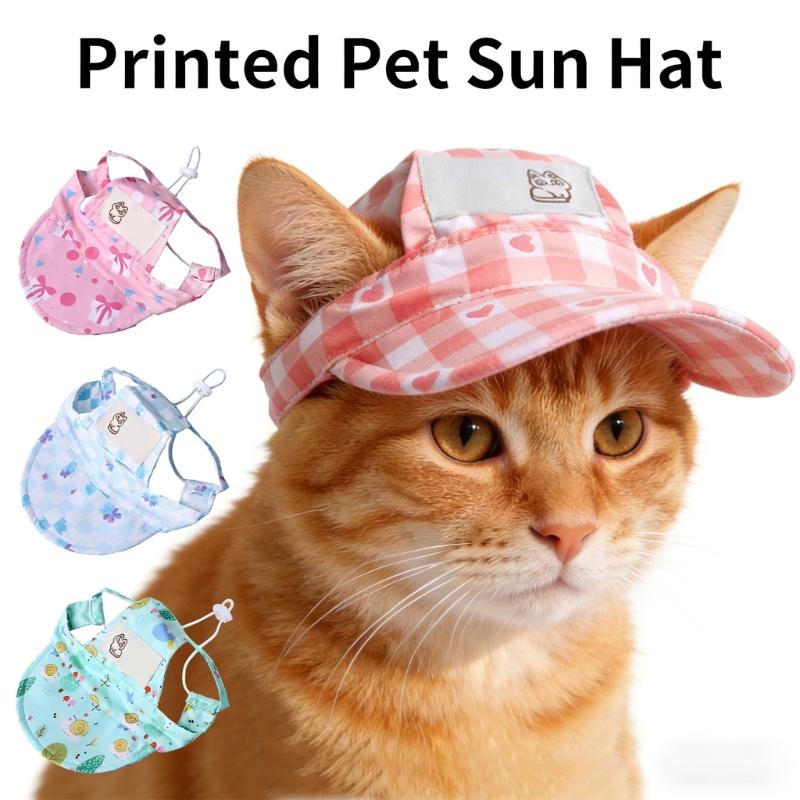 Cats Sun Protective Hat With Adjustable Strap And Ear Holes Dog Visors Baseball Cap For Small Medium Large Pet
