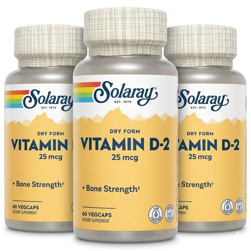 Solaray Dry Form Vitamin D2 25mcg Veggie (1 Unit - 60 Capsules)