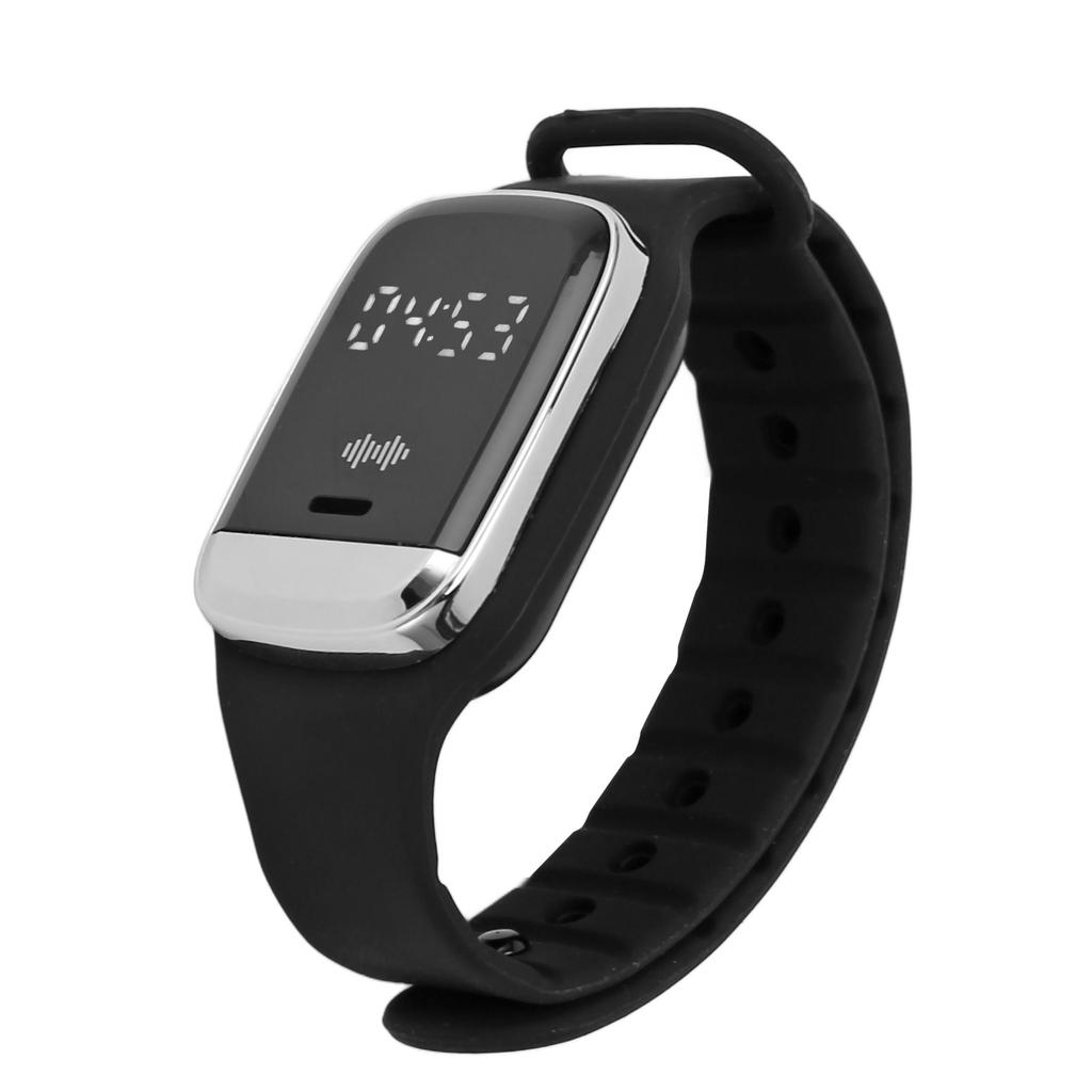 Ultrasound Repellent Watchband Time Display Temperature Monitoring USB Rechargeable Repellent Bracelet Black