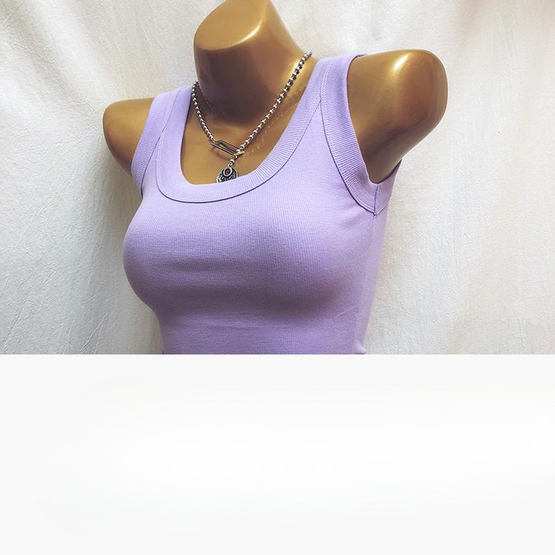 Threaded Cotton Suspender Vest for Women's Summer Breast Protection and Anti-exposure Inner Base Top