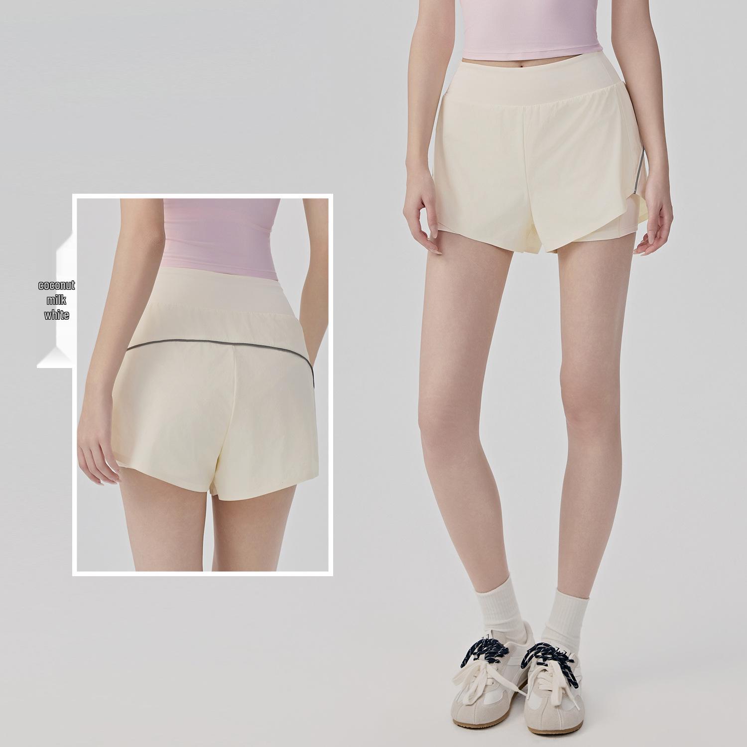 

Women s High-Waisted Two-Piece Sports Shorts with Pockets - Casual Loose Fit for Running, Yoga, and Fitness S