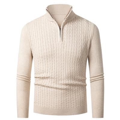 Nový pánsky pulóver so stojatým golierom Pánsky pletený sveter Móda Ležérna košeľa na zapínanie