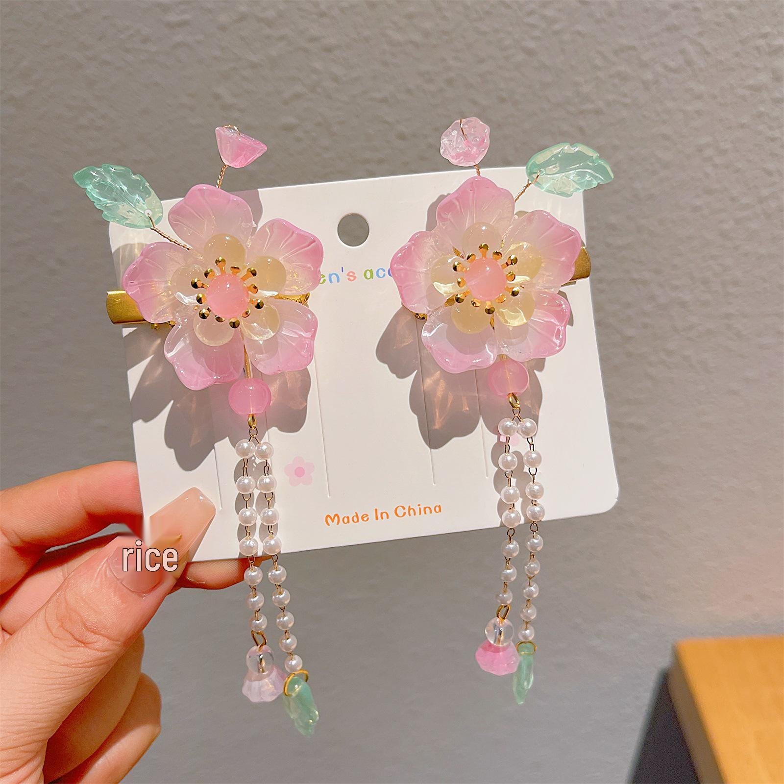 

Chinese Style Tassel Hair Accessories for Girls - Hanfu Flower Pendant Headdress & Hair Clips